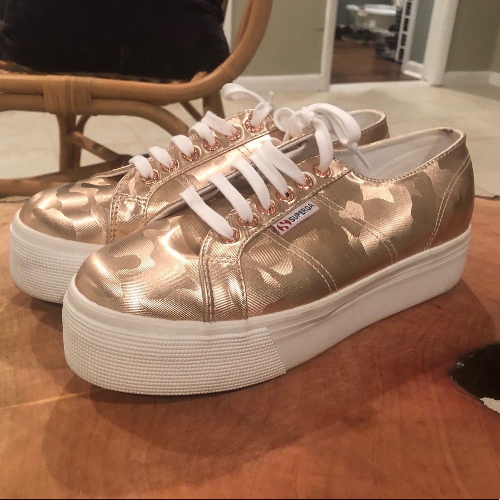 Superga Pink Camo Platform Sneakers